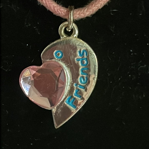 13” pink corded became with 1” engraved Best Friends pendant with pink crysta - Picture 2 of 12